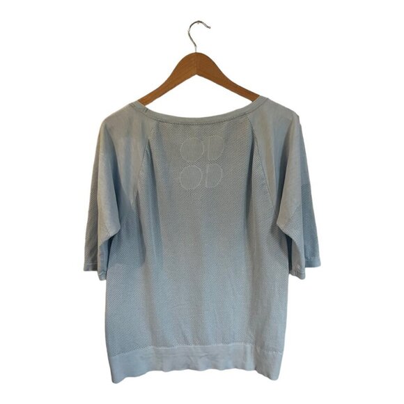 Sweaty Betty Blue Perforated Shirt Top Size Large Activewear - Picture 3 of 5